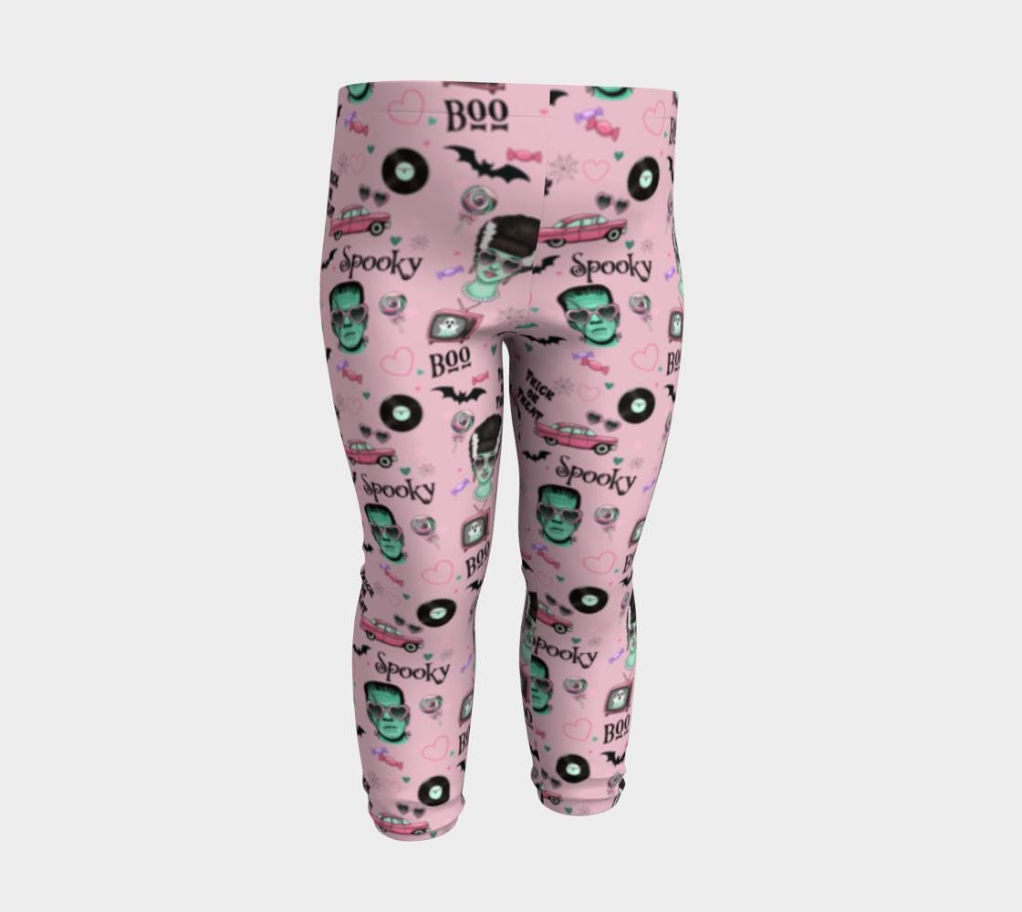 Monster Mash Baby Leggings – Spooky Cute Halloween Pants for Infants & Toddlers | Retro Horror Print, Matching Family Halloween Outfit ,.