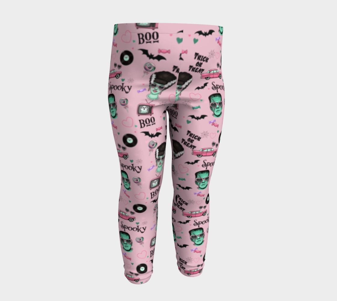Monster Mash Baby Leggings – Spooky Cute Halloween Pants for Infants & Toddlers | Retro Horror Print, Matching Family Halloween Outfit ,.