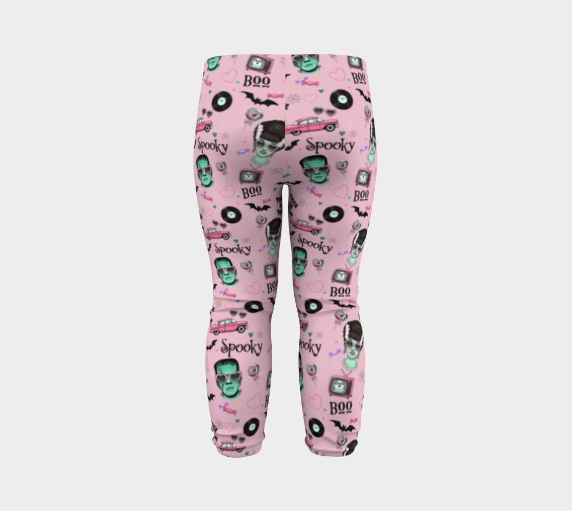 Monster Mash Baby Leggings – Spooky Cute Halloween Pants for Infants & Toddlers | Retro Horror Print, Matching Family Halloween Outfit ,.