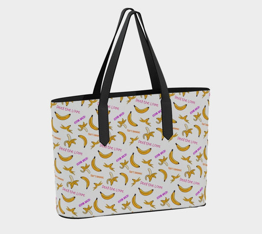 Banana Print Tote Bag Funny “Peel the Love” Punny Bag |That’s Bananas Fruit Pattern Purse | Coquette Pop Art Tote, Art of Where