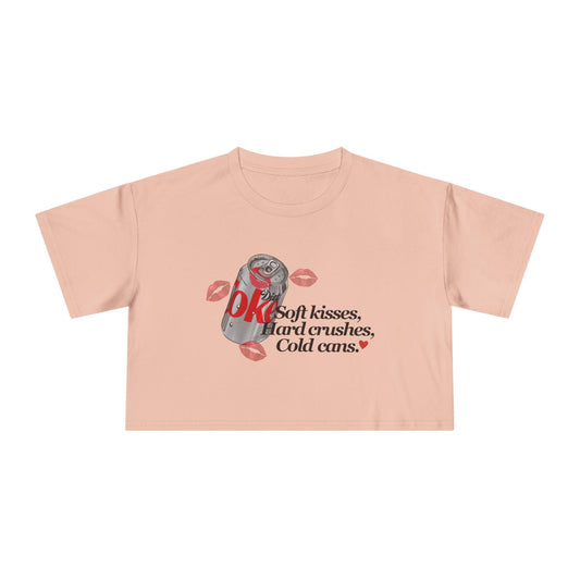 Women's Crop Tee: Soft Kisses Graphic - Casual Summer Fashion