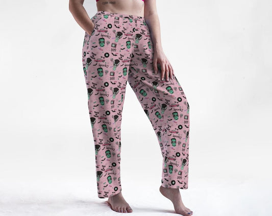 Pink monster Lounge Pants – Spooky Cute Halloween Pajamas