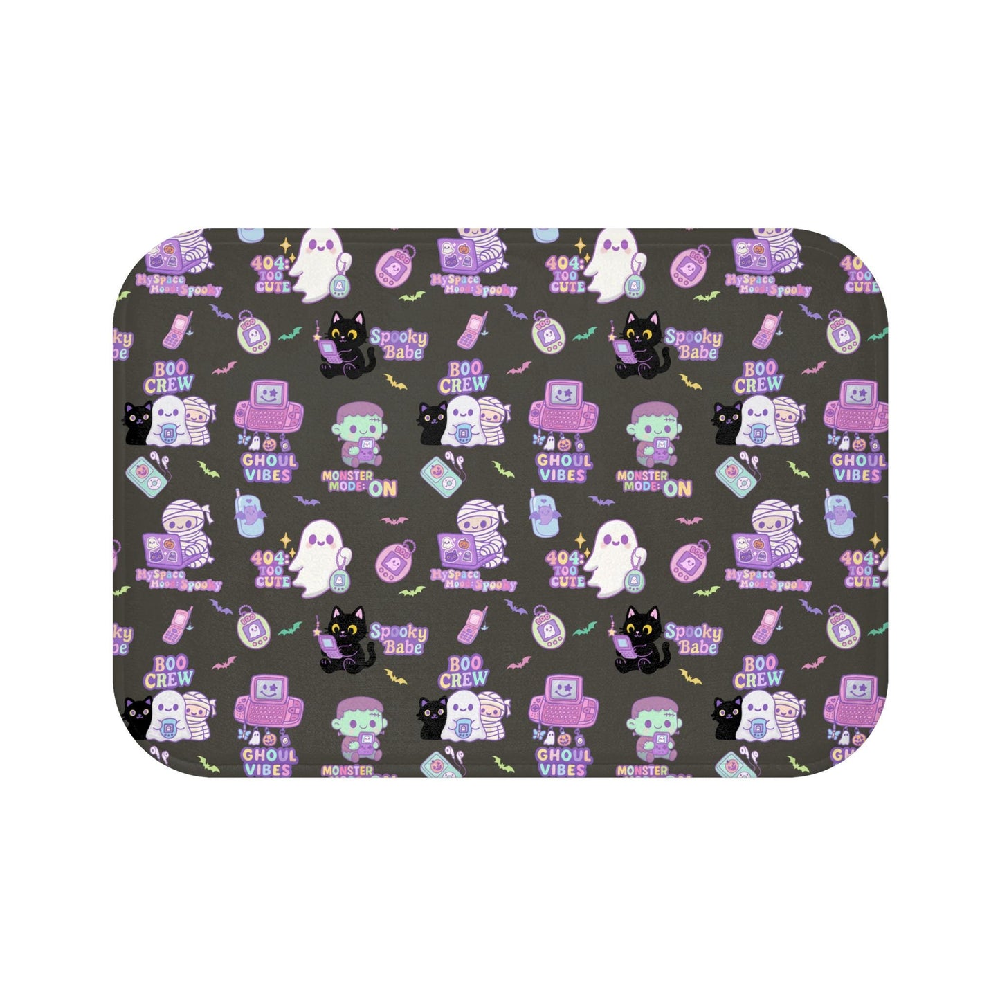 Halloween Bath Mat, Whimsical Ghosts, Kawaii Bathroom Rug