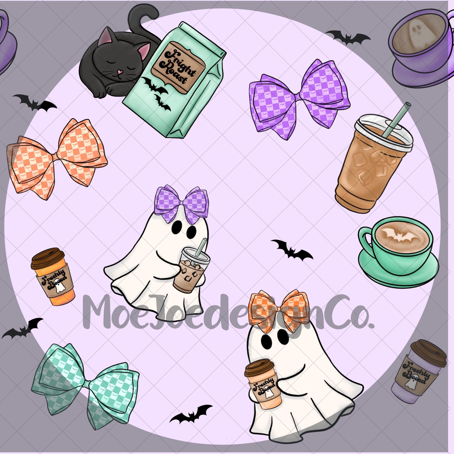 Halloween Ghost Coffee Cup Wrap | UV DTF 16oz Libbey Can (Digital Download)