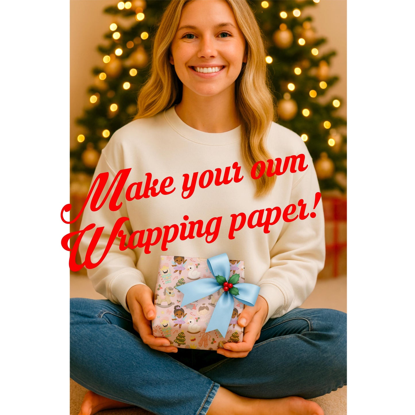 Nutcracker Christmas Seamless Pattern: Ballerina, Candy Cane PNG (Digital Download)