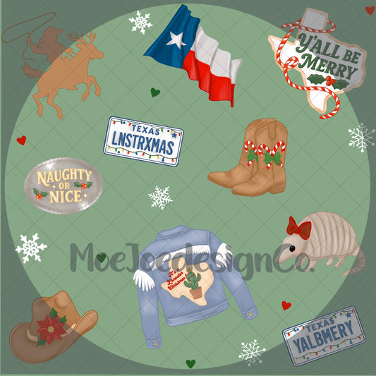 Texas Christmas Seamless Pattern | Cowgirl Holiday PNG