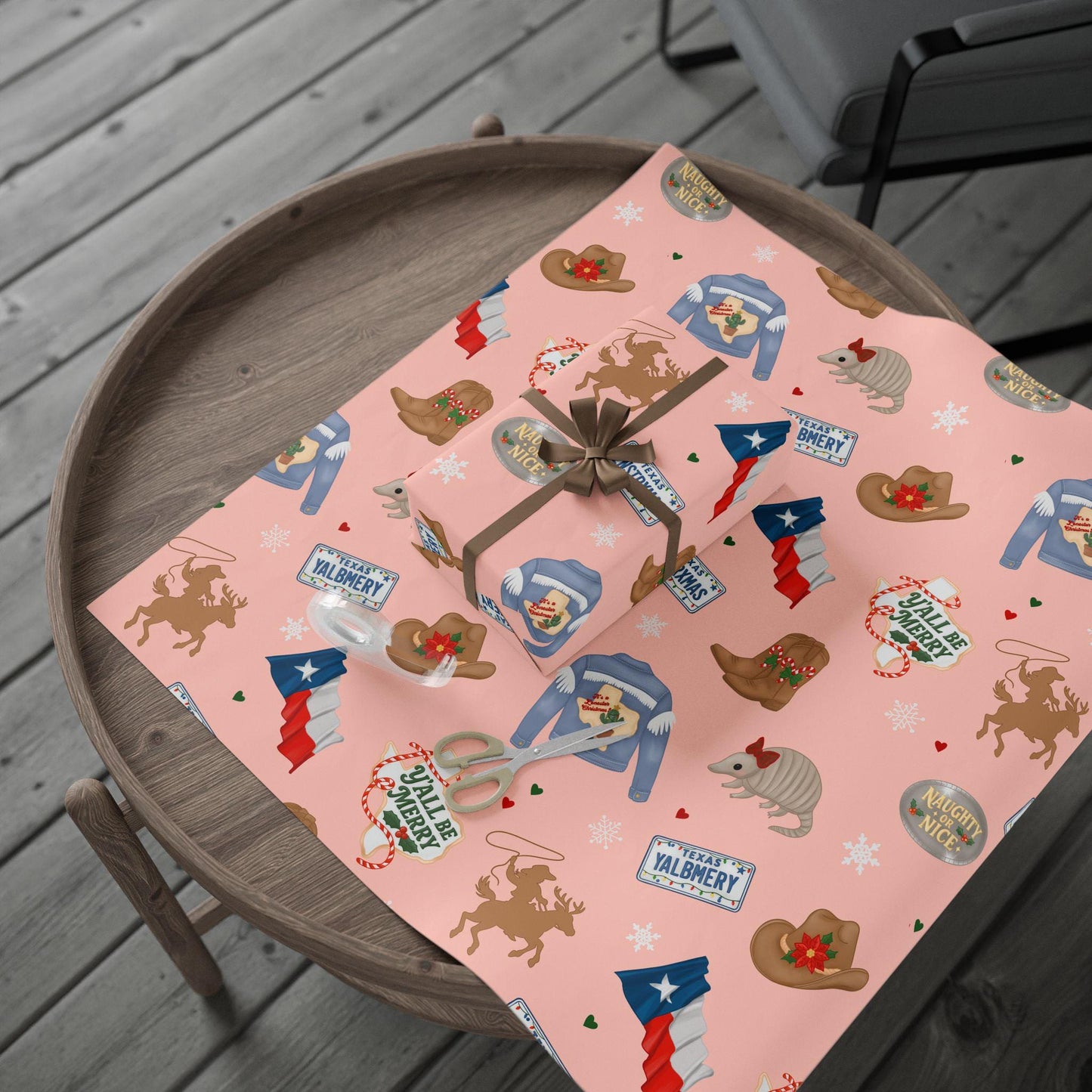 Texas-Themed Wrapping Paper for Gifting, Holiday Wrap, Cowboy Decor, Birthday and Christmas Gift Wrap, Festive Decoration