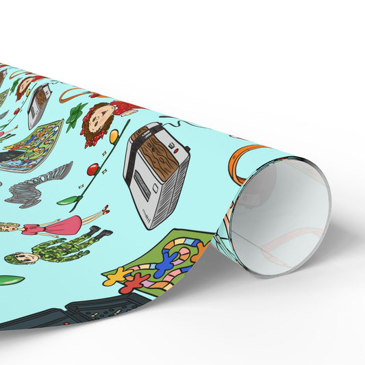 Whimsical Vintage Icons Wrapping Paper | Holiday Pattern