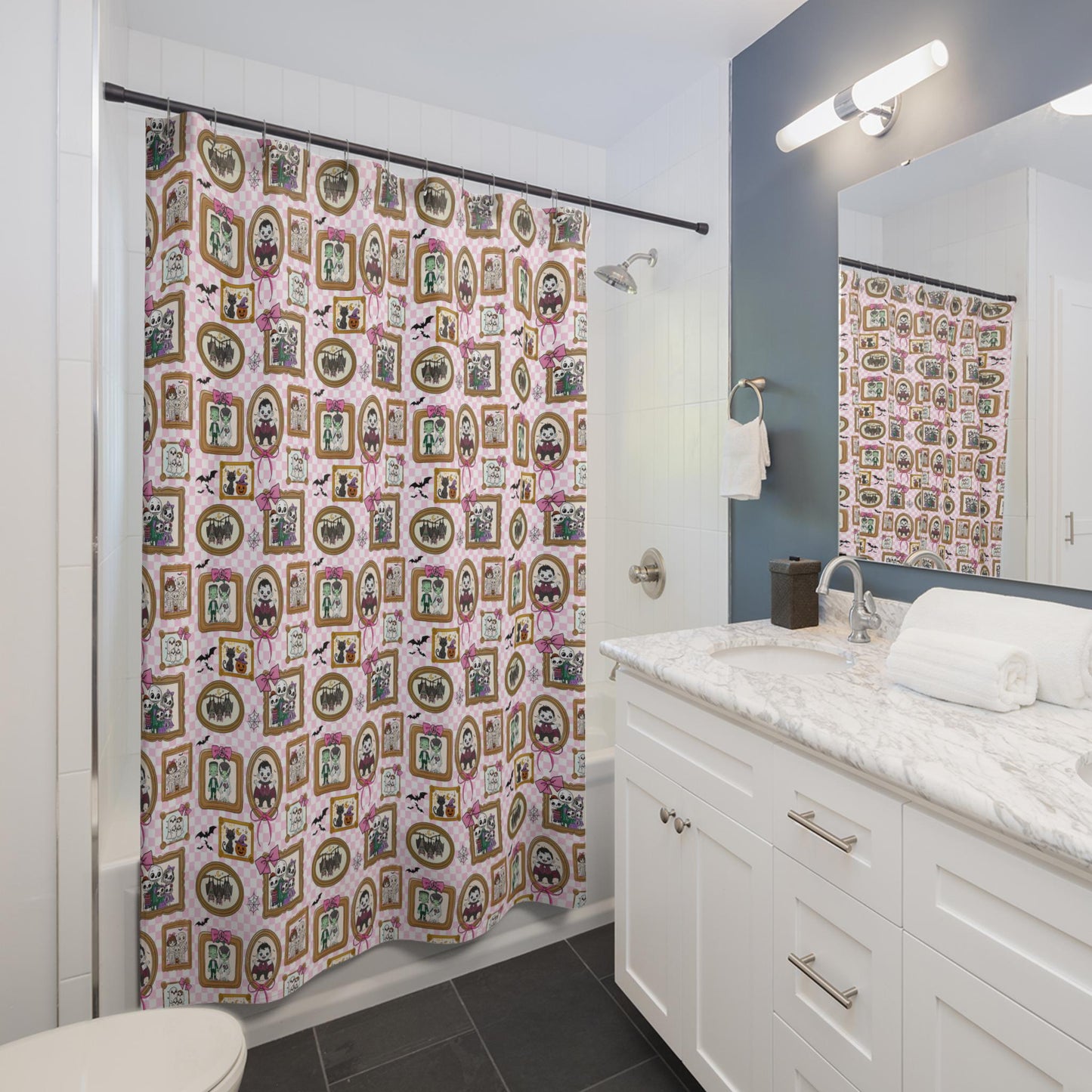 Whimsical Floral Shower Curtain: Retro Bathroom Decor