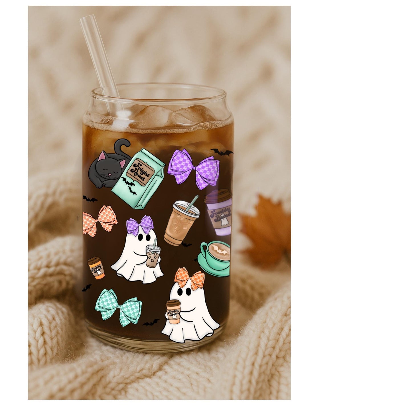 Bows, Iced Coffee | Pastel Kawaii Fall Sublimation | 3 Colorways + Transparent