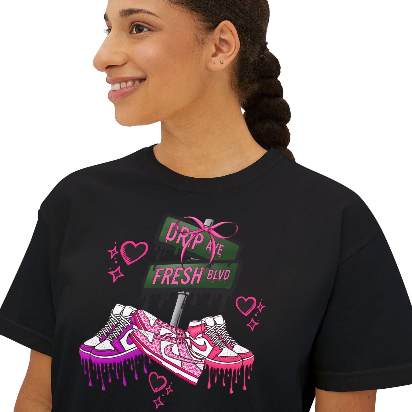 Girly Drip Ave Fresh Blvd Tee Coquette  Shirt Pink Lettering and Bow  Cute Graphic T-Shirt  Gift for Sneaker heads