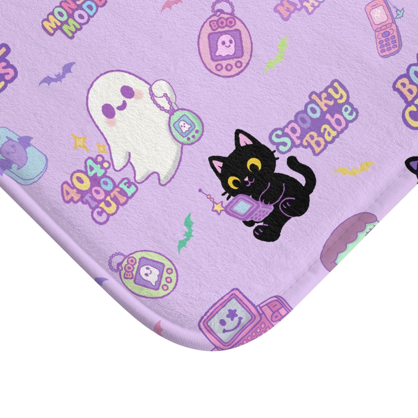 Y2K Gameboy Bath Mat: Pastel Frankenstein Mummy, Non-Slip Memory Foam