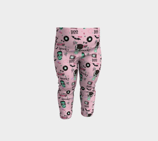 Monster Mash Baby Leggings – Spooky Cute Halloween Pants for Infants & Toddlers | Retro Horror Print, Matching Family Halloween Outfit ,.