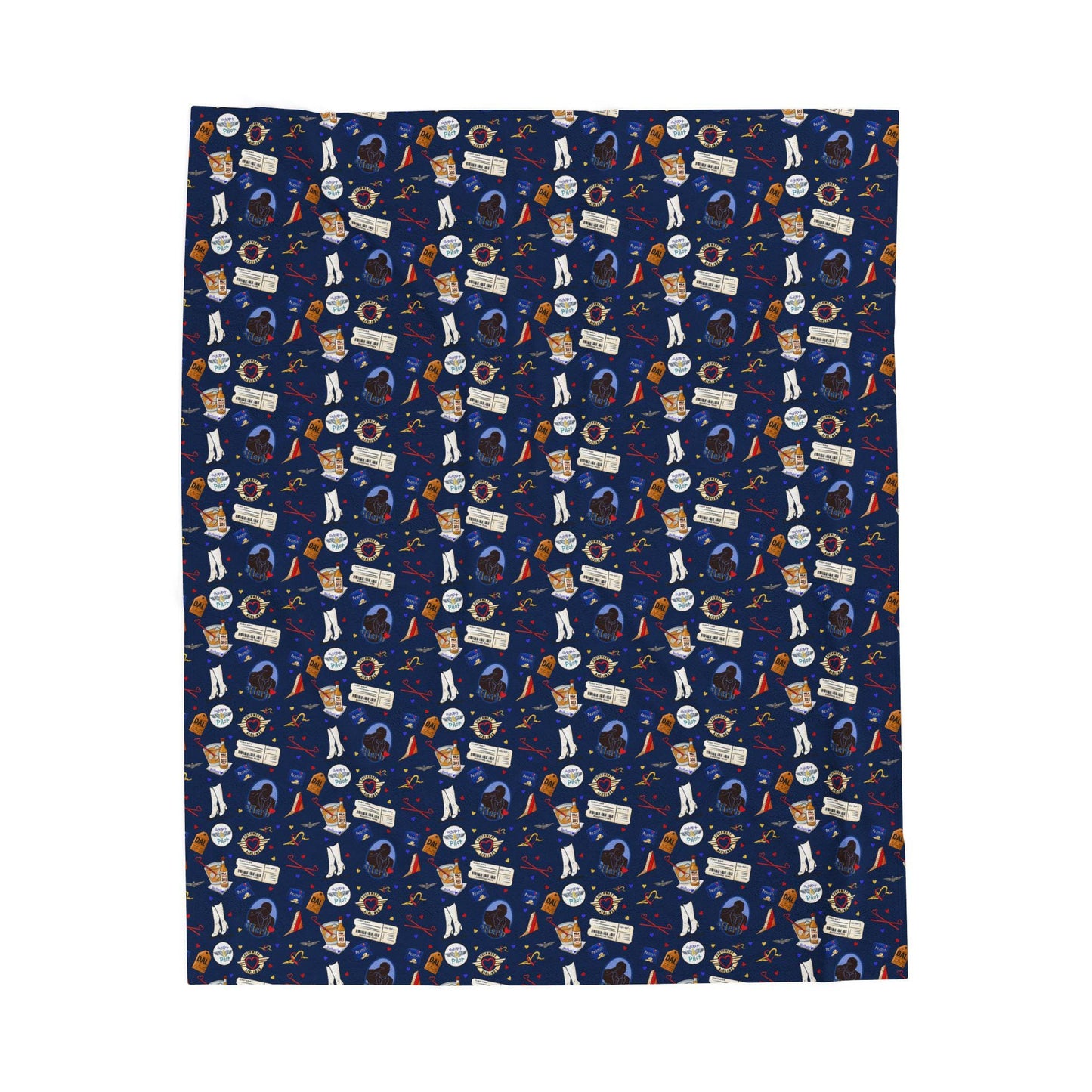 LUV Airline Plush Blanket | Flight Attendant Travel Blanket | Herb Kelleher Retro Design | Cozy Crew Gift for Deadheading | Aviation Throw