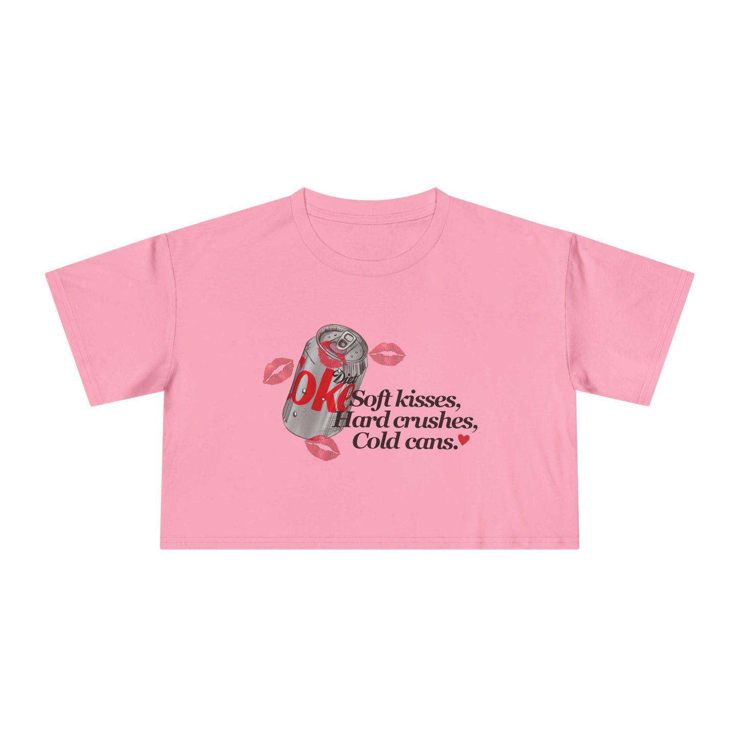 Women's Crop Tee: Soft Kisses Graphic - Casual Summer Fashion