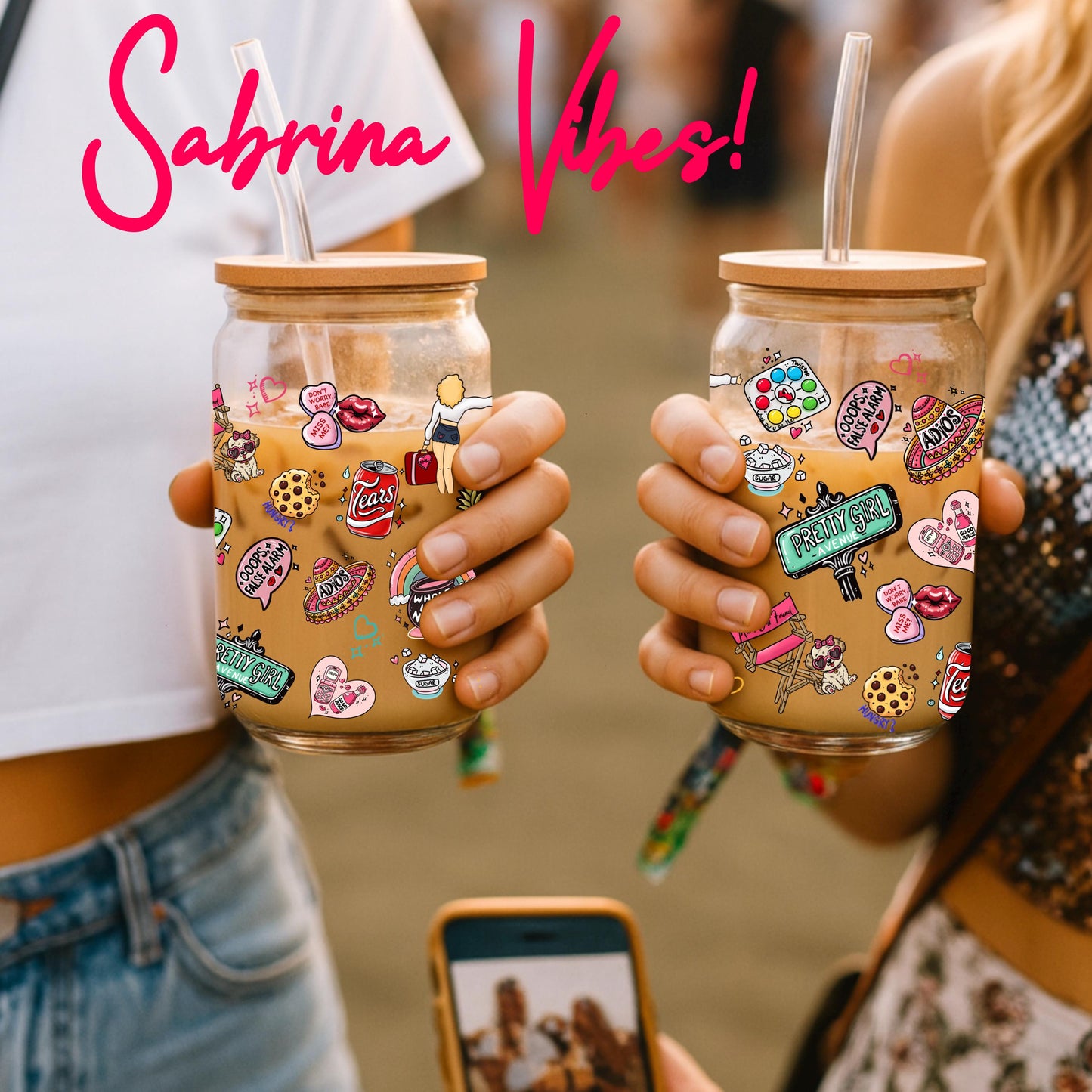 Trendy Pop Star SC Mannchild Libbey Glass Can Wrap PNG | 16oz Tumbler (Digital Download)