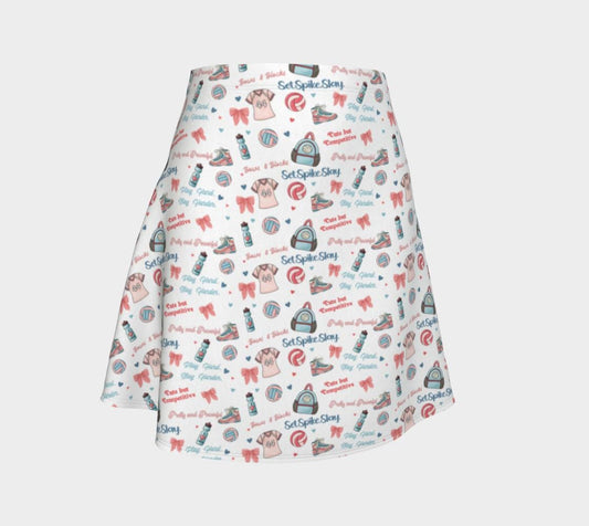 Volleyball Skater Skirt: Spike Slay Print, Girlcore Athletic Style
