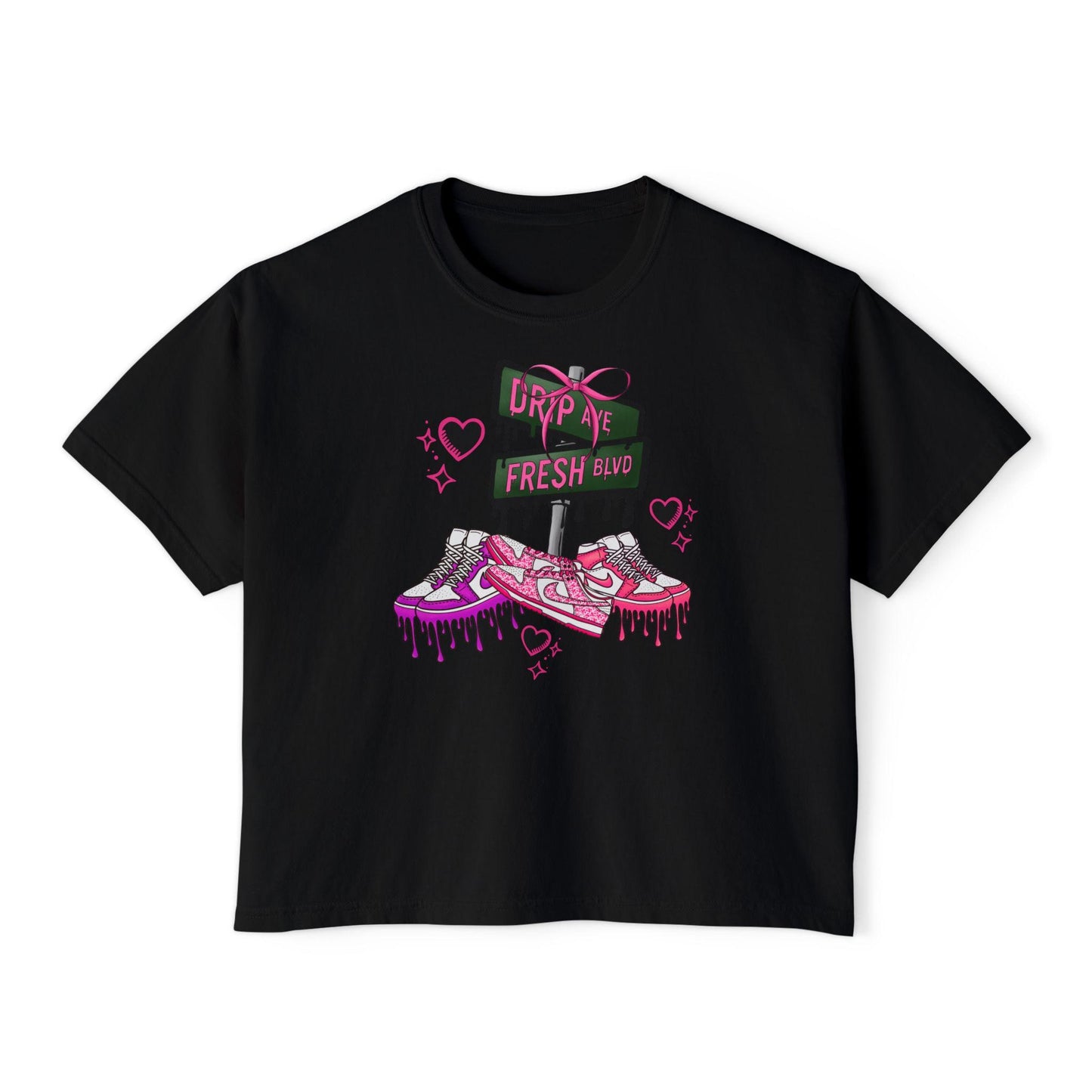 Girly Drip Ave Fresh Blvd Tee Coquette  Shirt Pink Lettering and Bow  Cute Graphic T-Shirt  Gift for Sneaker heads