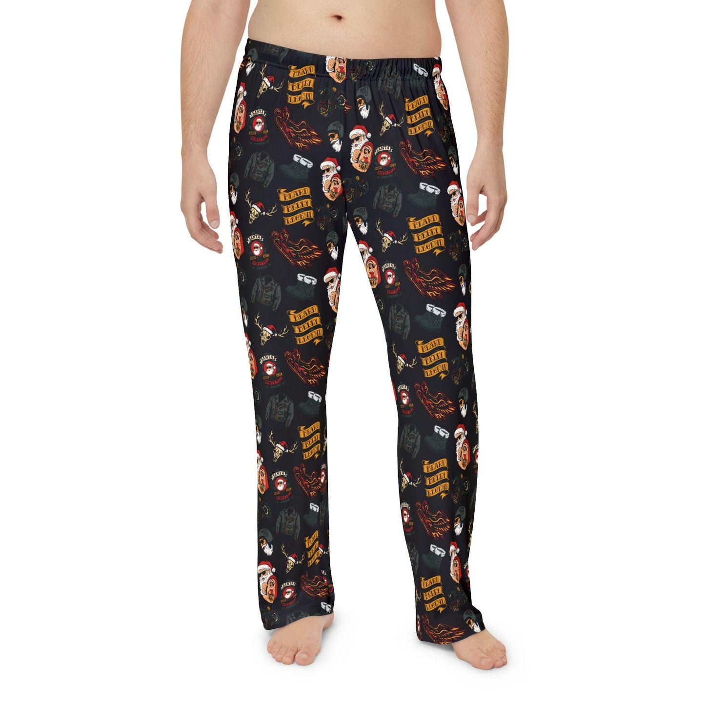 Biker Santa Pajama Pants | Beard Belly Legend, Motorcycle Club
