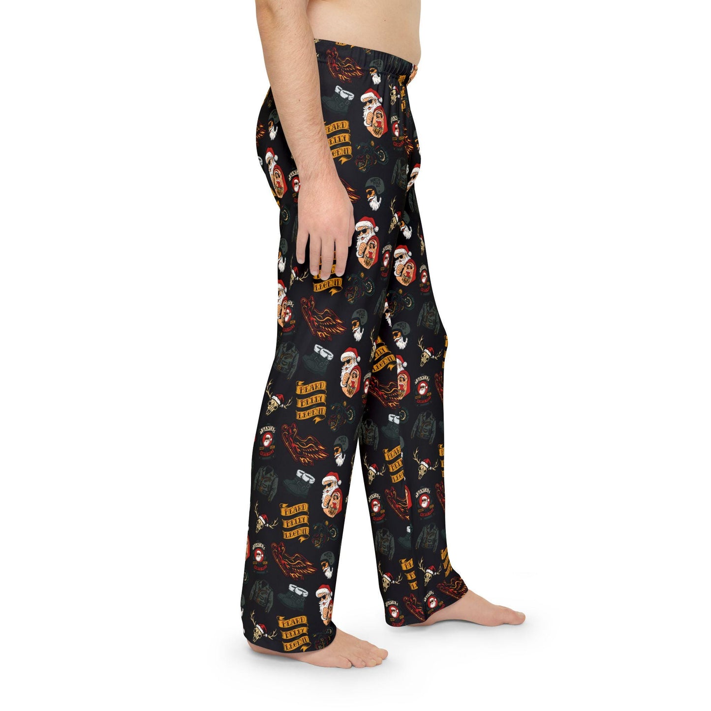 Biker Santa Pajama Pants | Beard Belly Legend, Motorcycle Club