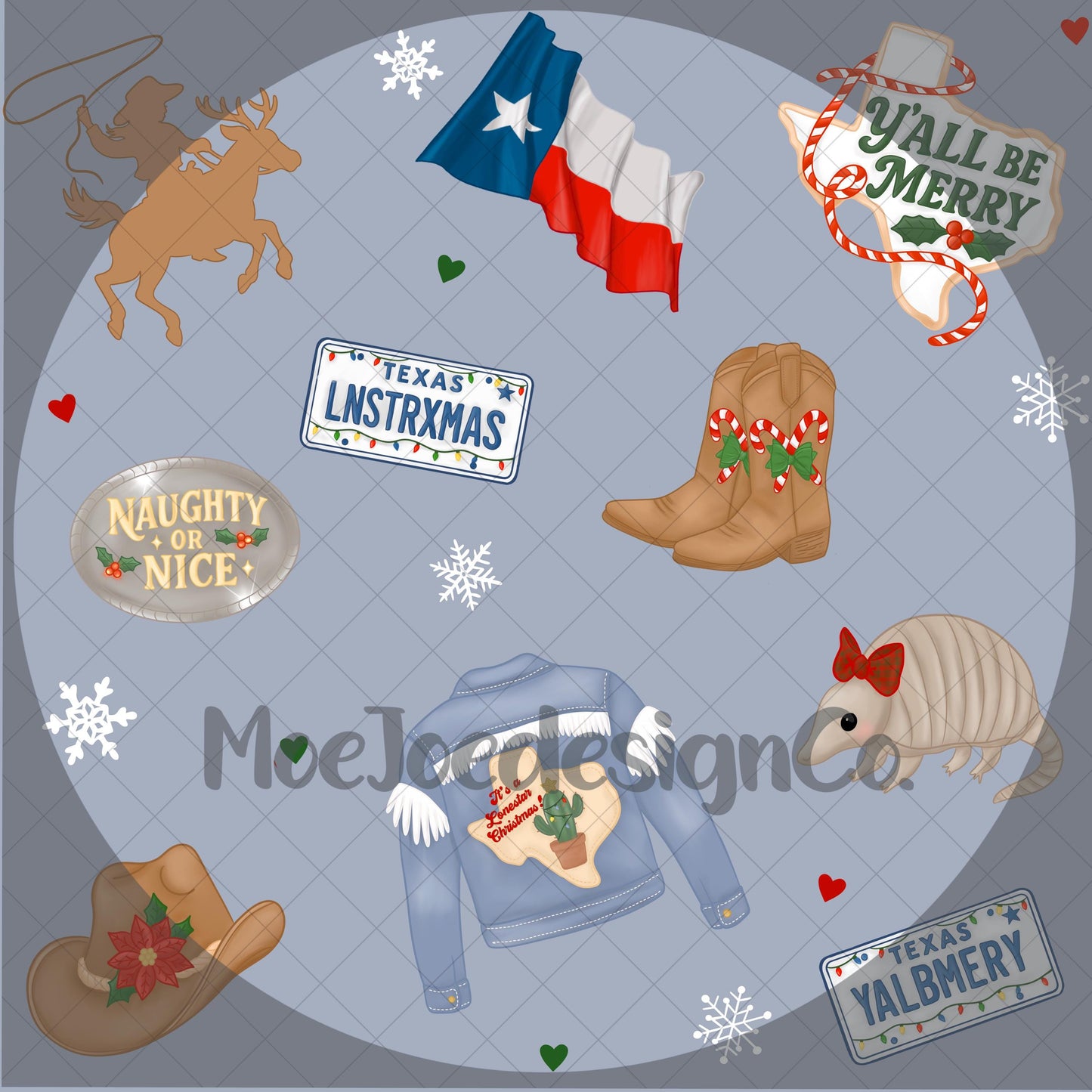 Texas Christmas PNG: Pink Denim 16oz Libbey Can Wrap (Digital Download)