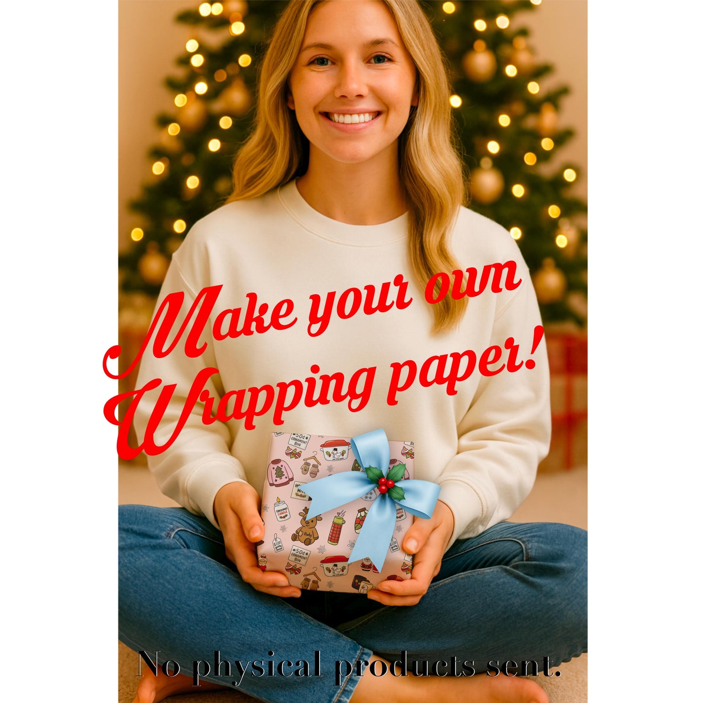 Christmas Thrift Store Seamless Pattern: Hand-Drawn PNG (Digital Download)