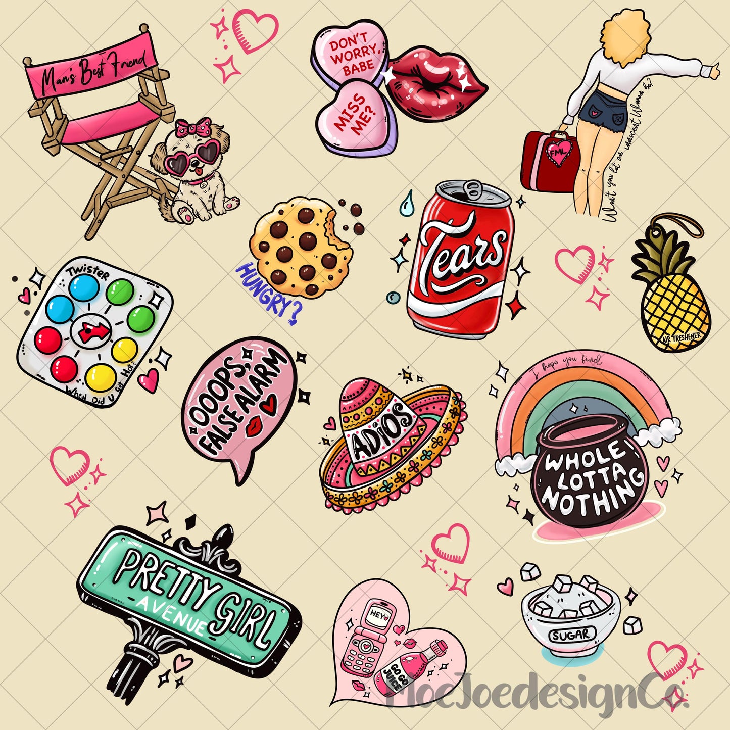 Trendy Seamless Pattern | S Carpenter inspired| MBF Pop Art PNG | 4 Backgrounds