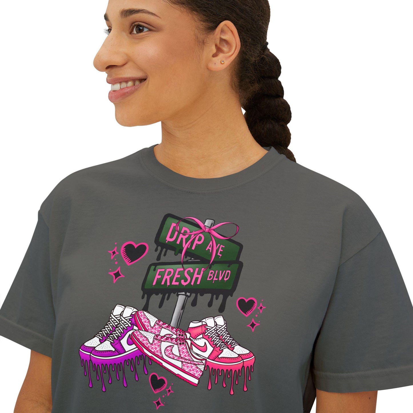 Girly Drip Ave Fresh Blvd Tee Coquette  Shirt Pink Lettering and Bow  Cute Graphic T-Shirt  Gift for Sneaker heads