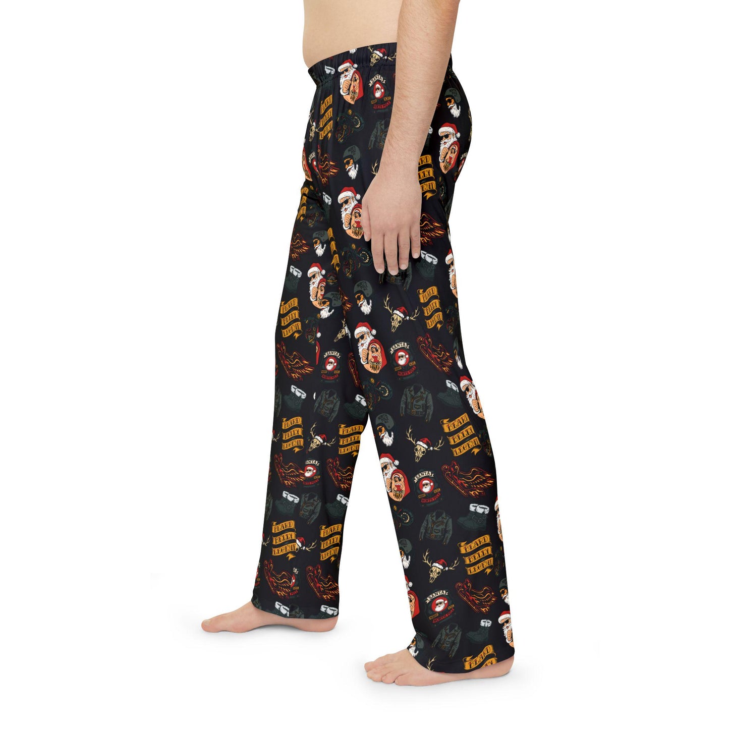 Biker Santa Pajama Pants | Beard Belly Legend, Motorcycle Club