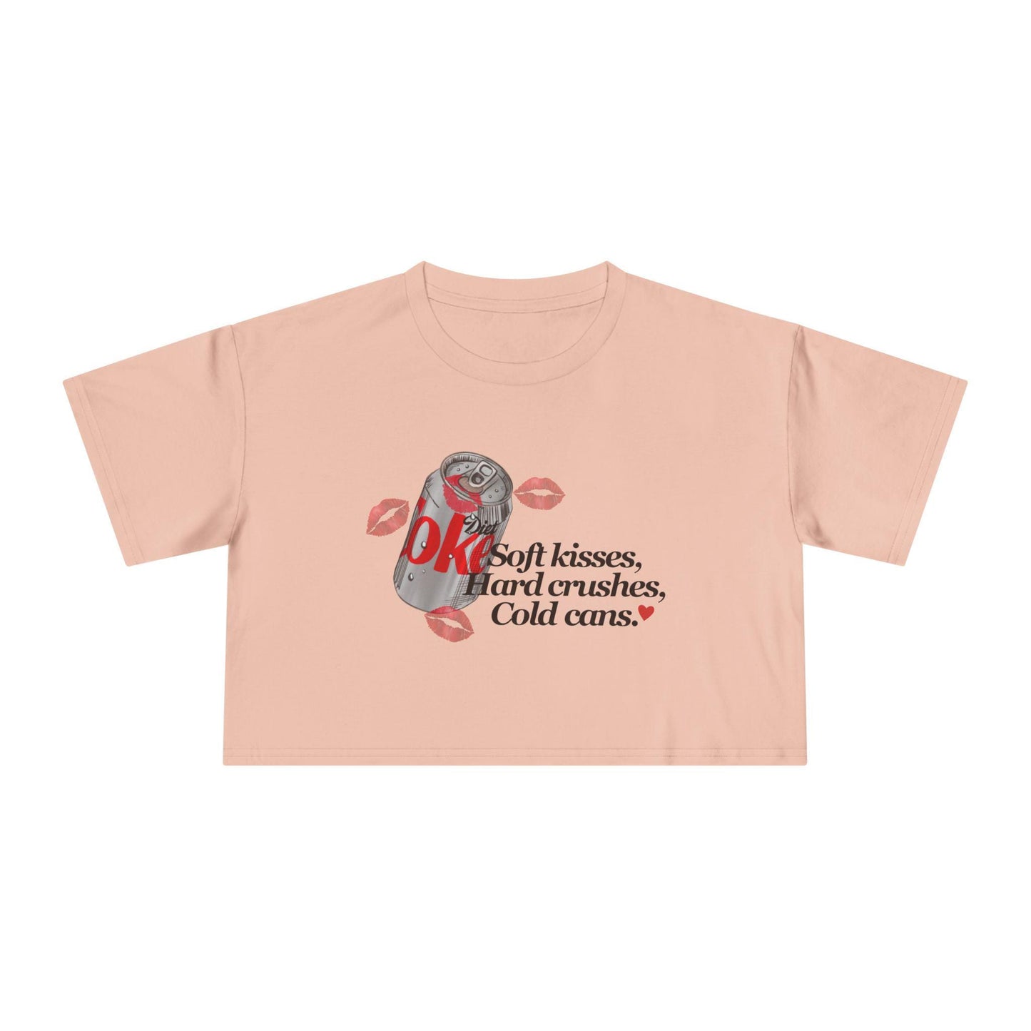 Women's Crop Tee: Soft Kisses Graphic - Casual Summer Fashion