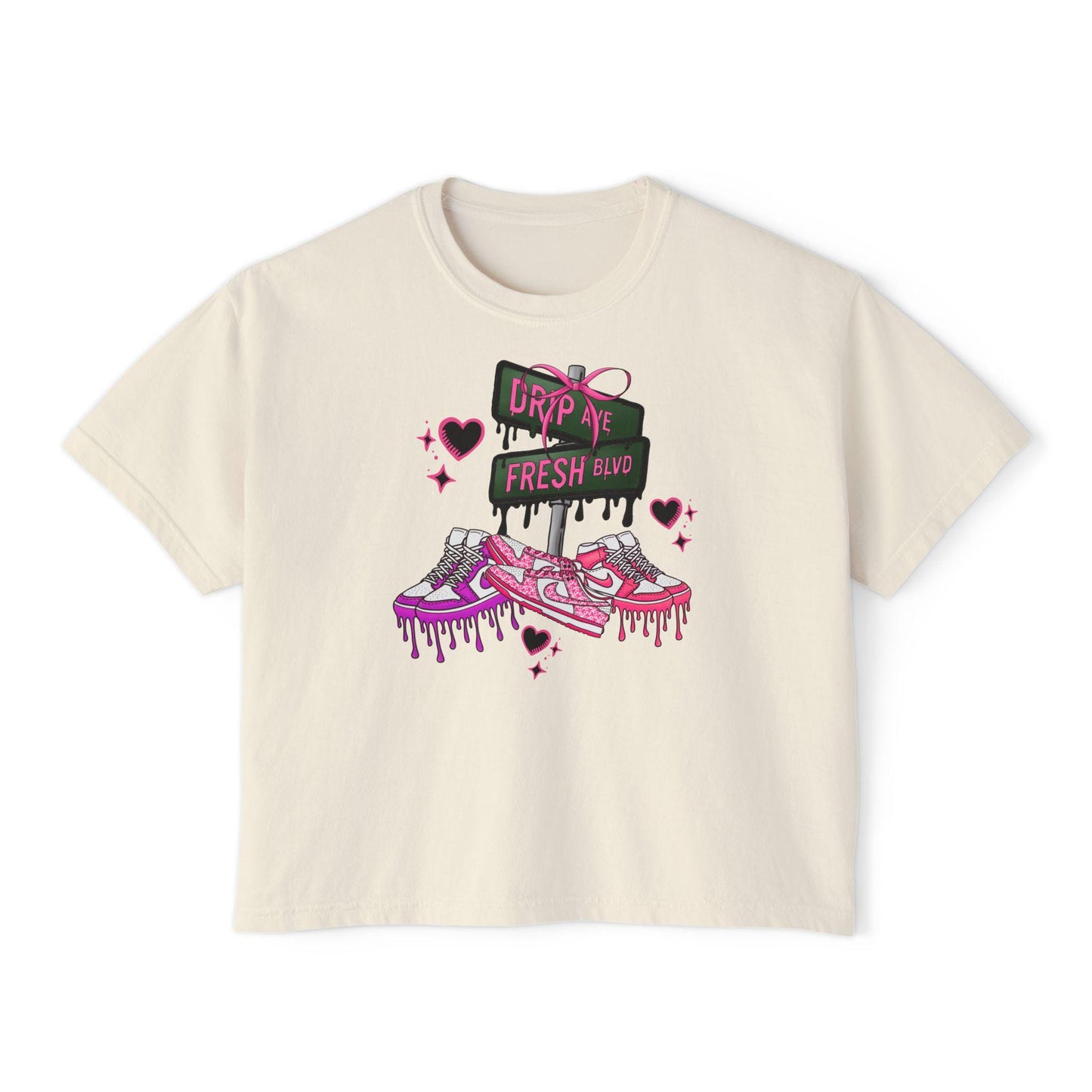 Girly Drip Ave Fresh Blvd Tee Coquette  Shirt Pink Lettering and Bow  Cute Graphic T-Shirt  Gift for Sneaker heads