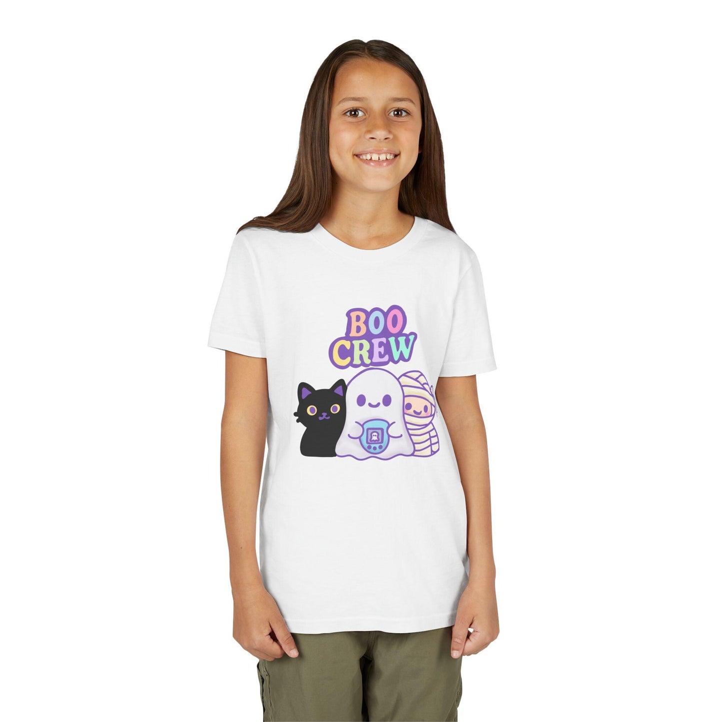 Adorable Halloween Youth Short Sleeve Tee, Cute Ghost & Cat Design, Perfect for Fall, Trick-or-Treat, Halloween Parties, Ghost Crew, [...]