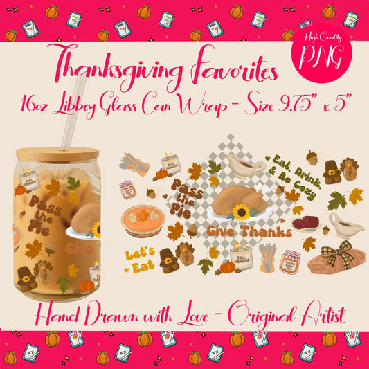 Thanksgiving Libbey Glass Can Wrap: Turkey & Pumpkin Design (Digital Download)