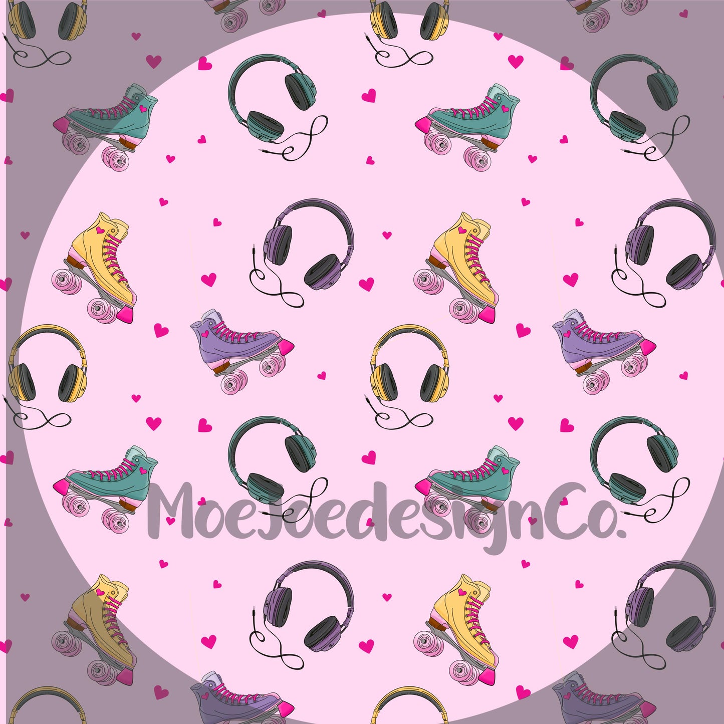 Retro Roller Skate Seamless Pattern: 90s PNG Design (Digital Download