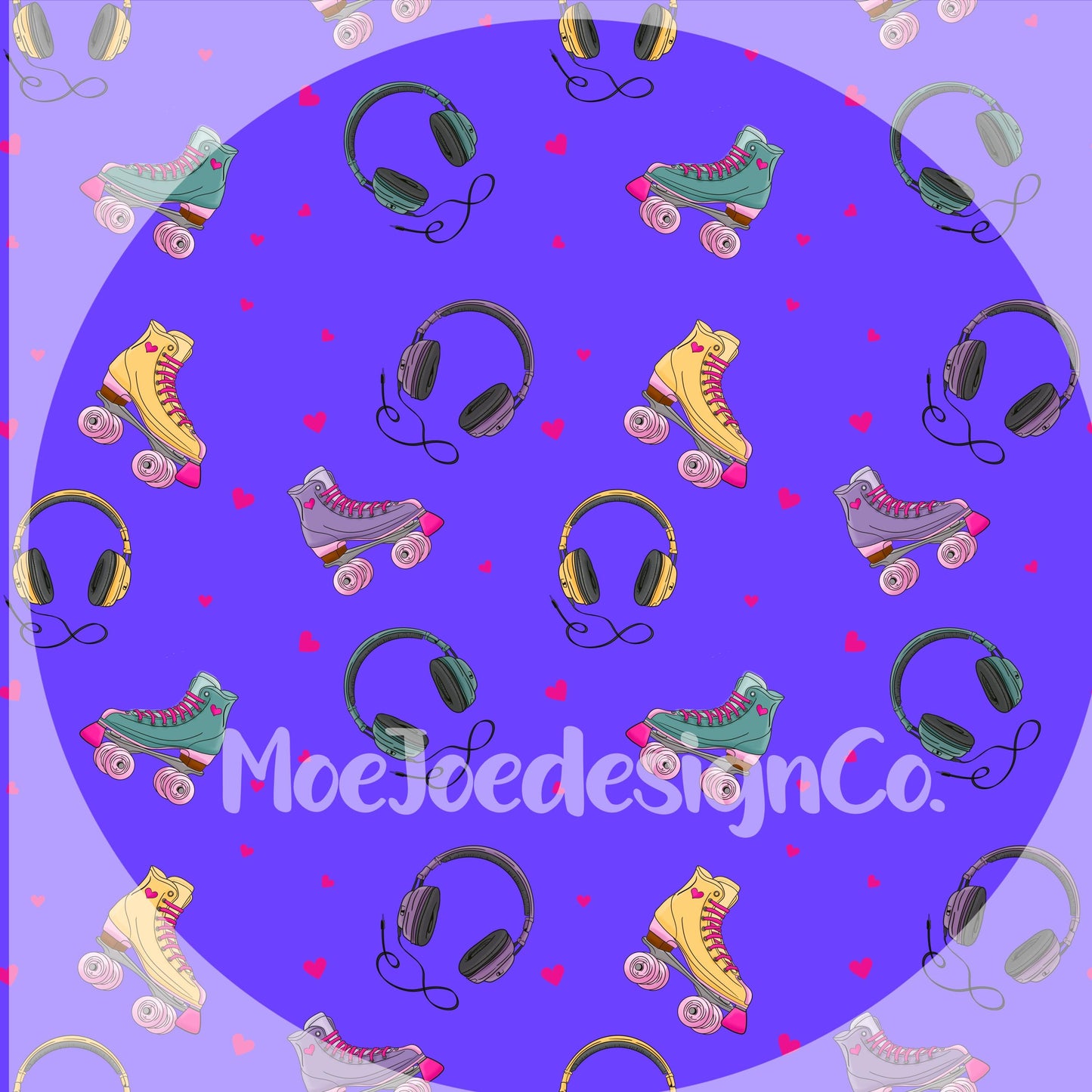 Retro Roller Skate Seamless Pattern: 90s PNG Design (Digital Download