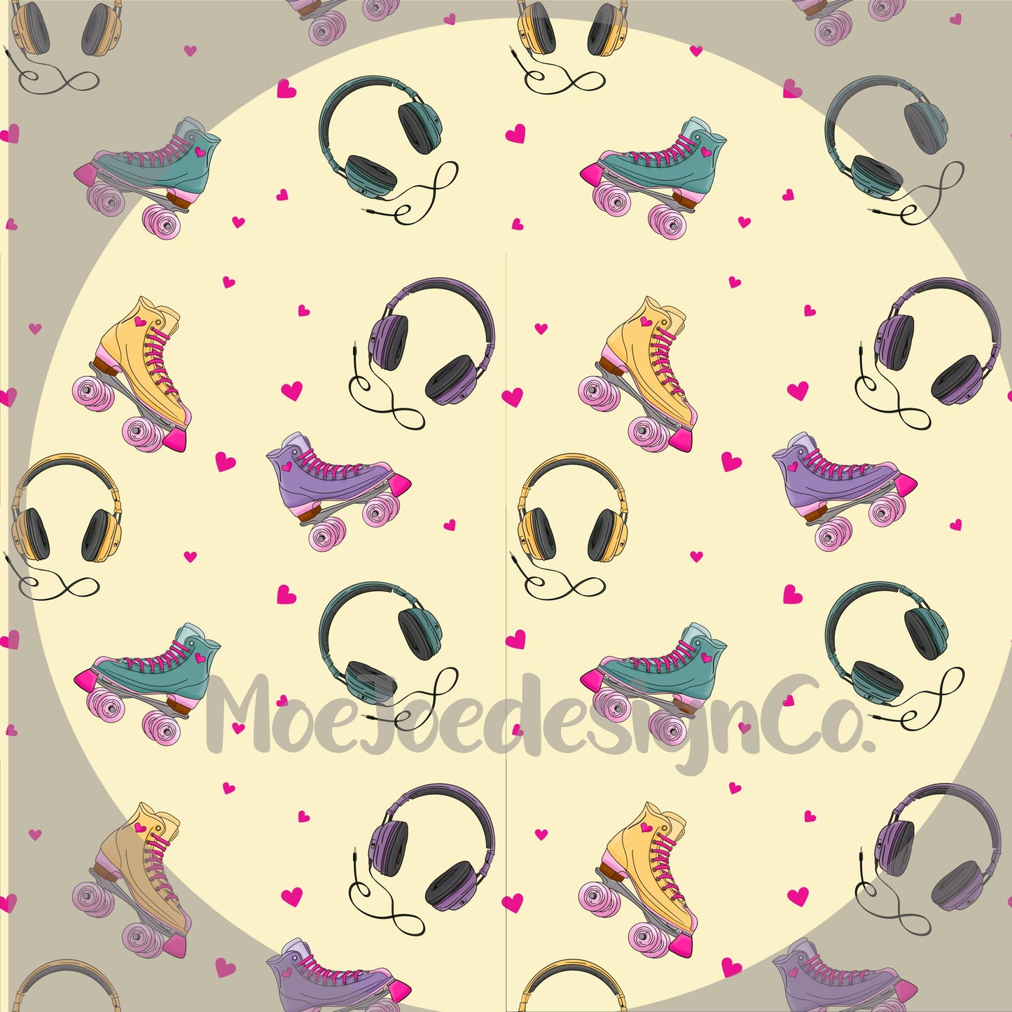 Retro Roller Skate Seamless Pattern: 90s PNG Design (Digital Download