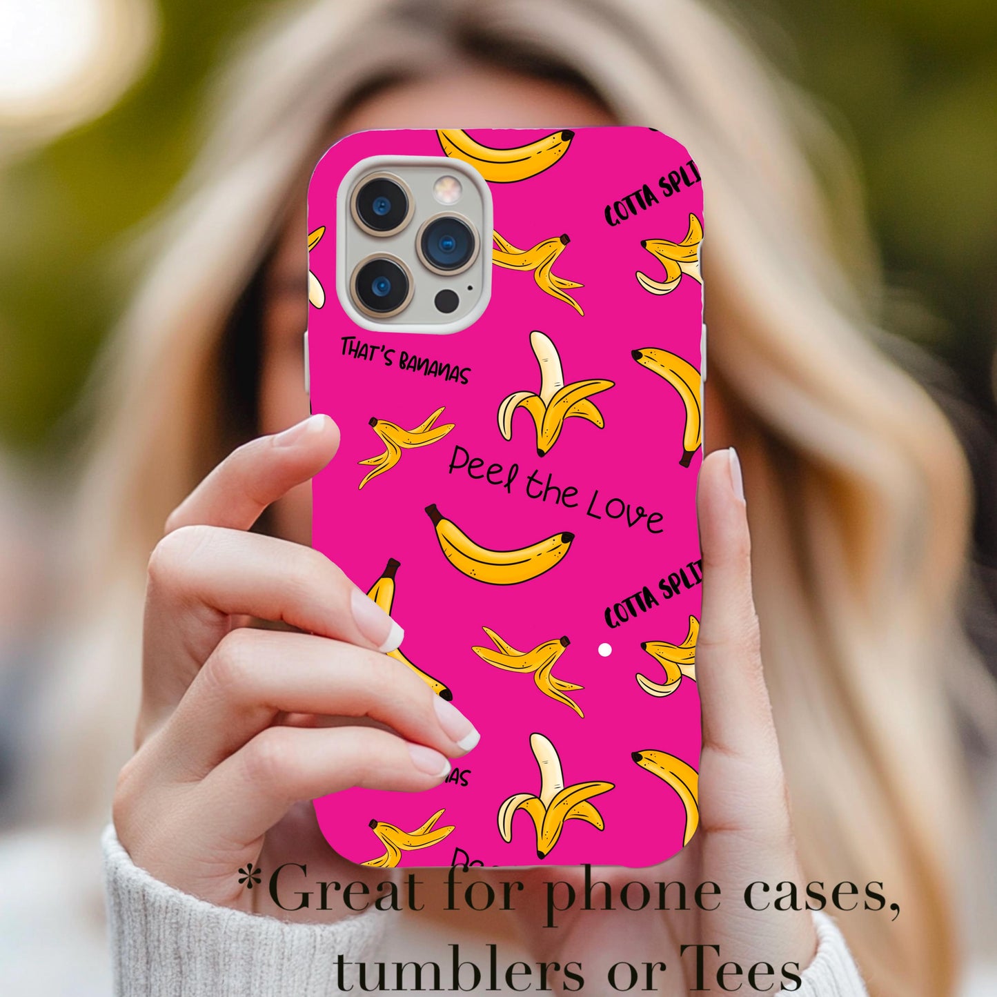 Funny Banana Seamless Pattern: Pink Pun PNG Design (Digital Download)