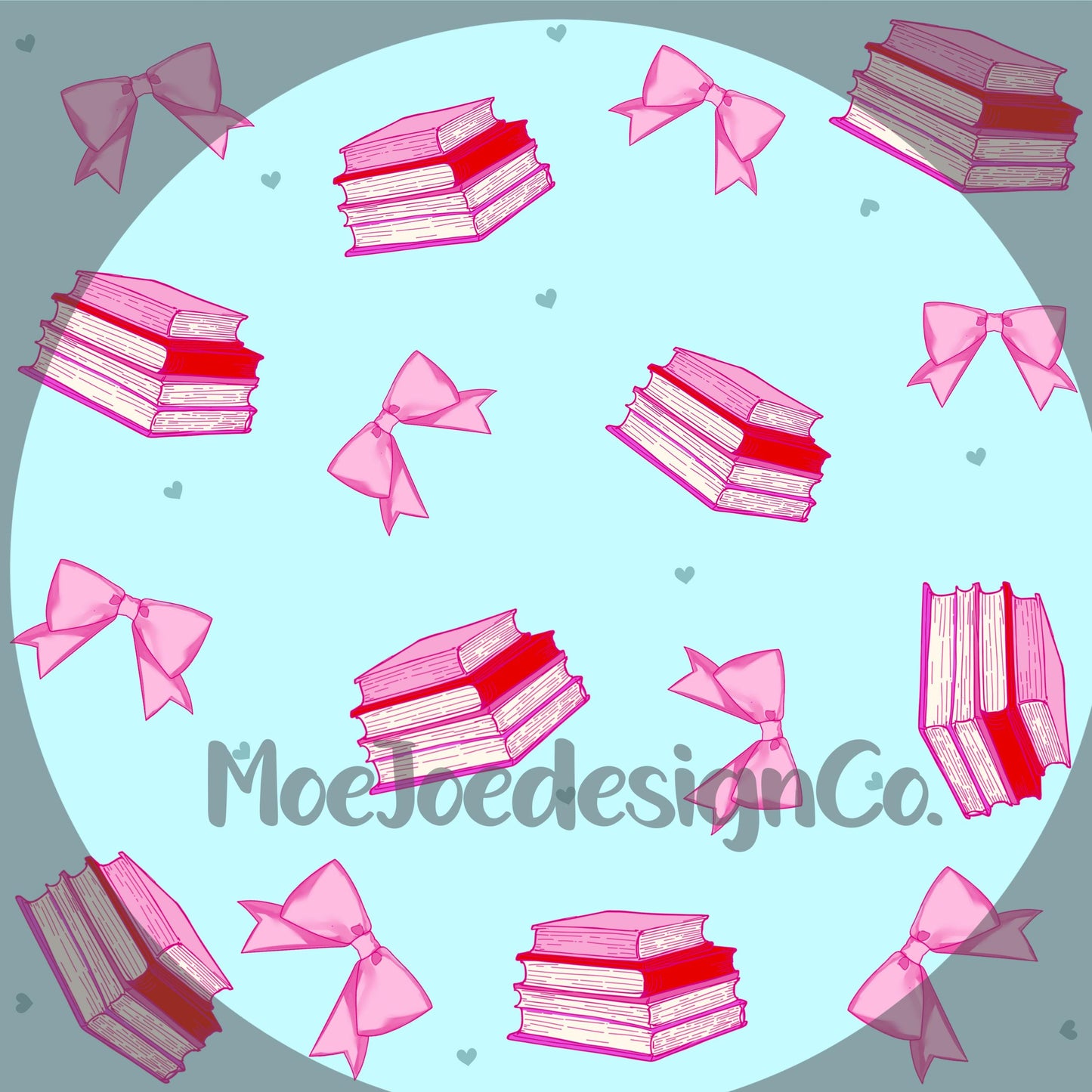 Coquette Book & Bow PNG Pattern: Girly Pink Design (Digital Download