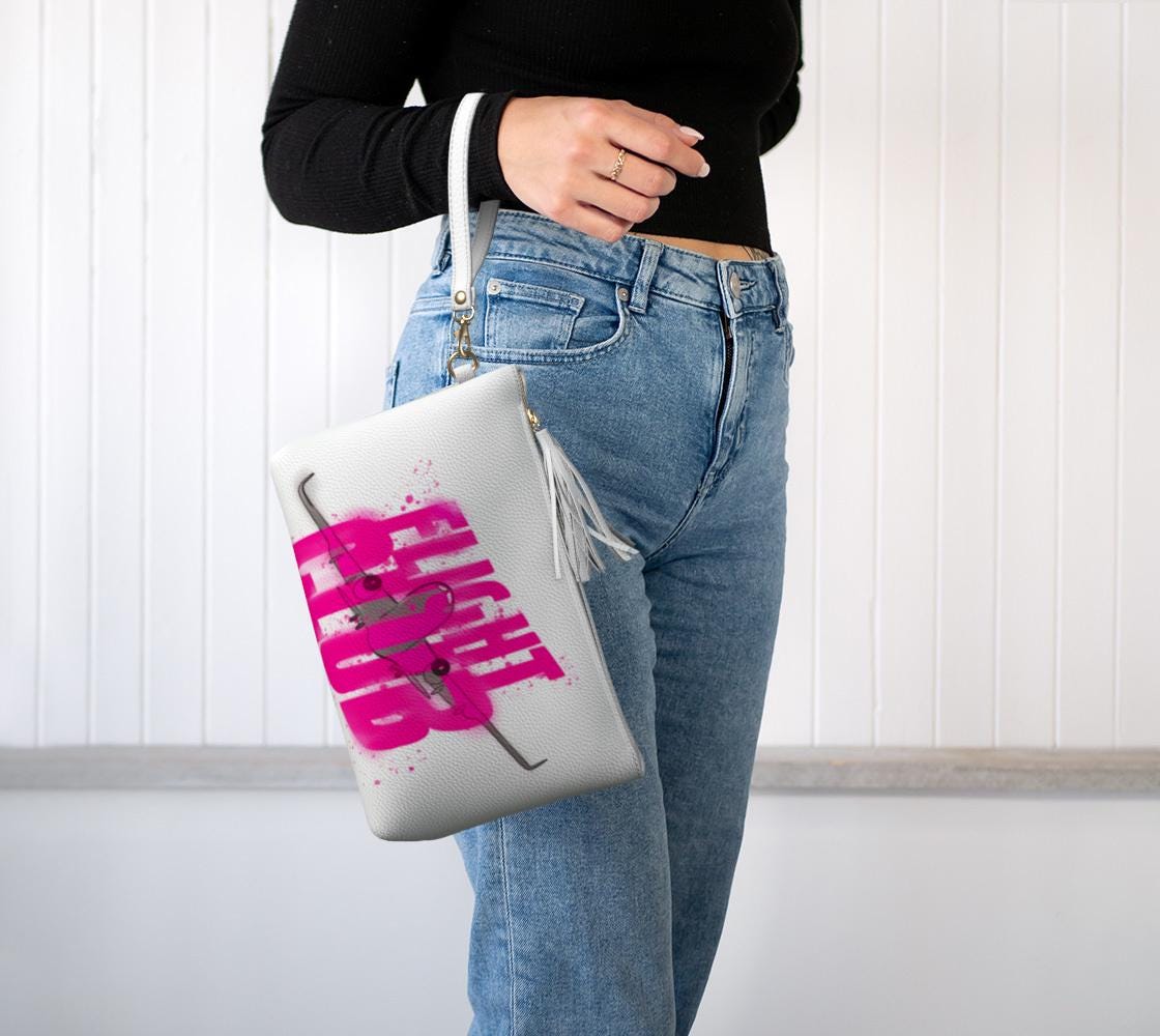 Flight Club Vegan Leather Clutch: Pilot Airplane Design