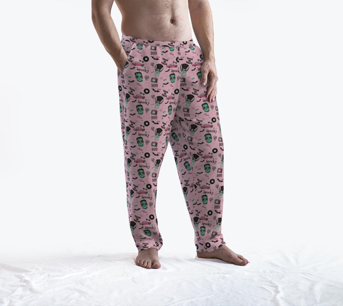 Pink Monster Lounge Pants – Retro Halloween Print Joggers