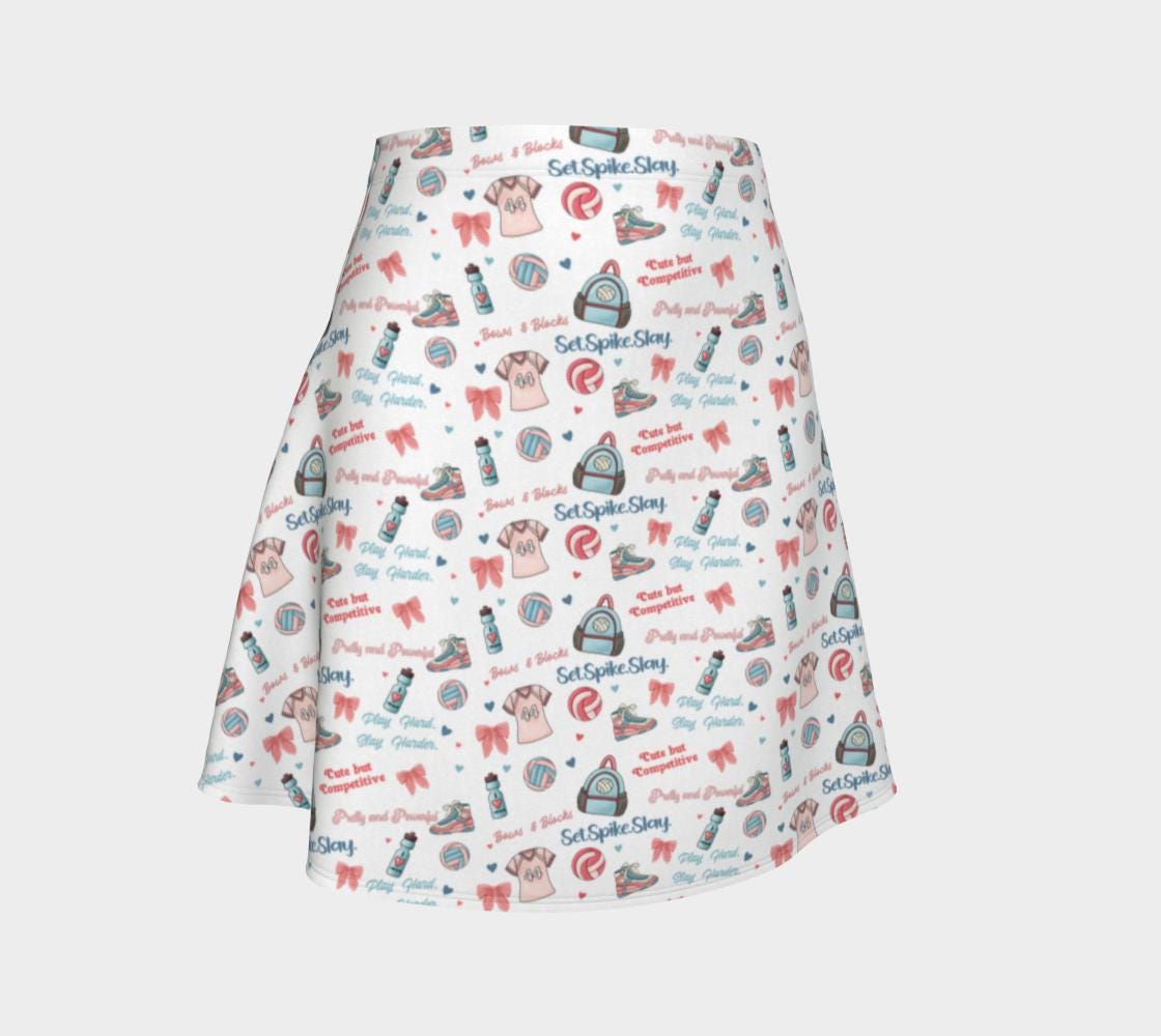 Volleyball Skater Skirt: Spike Slay Print, Girlcore Athletic Style