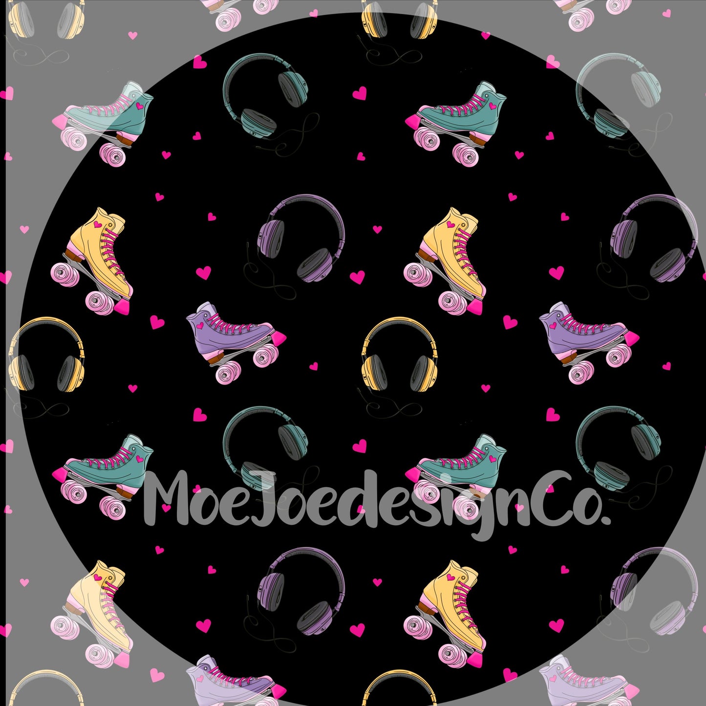 Retro Roller Skate Seamless Pattern: 90s PNG Design (Digital Download