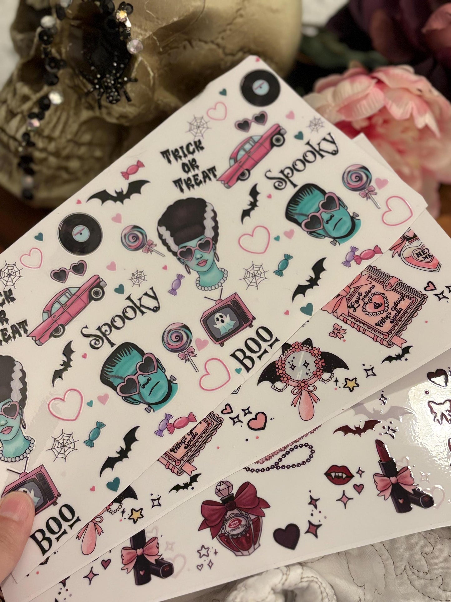 Girlie Halloween UV DTF Cup Wrap Bundle: Glam Goth, Witchy, Retro Designs