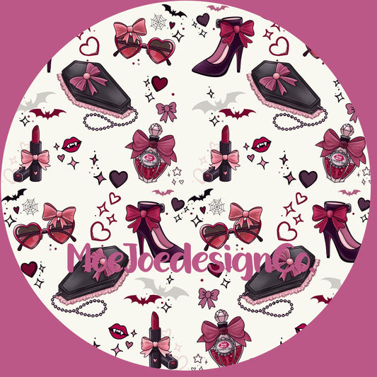 Vampy Coquette Seamless Pattern: Goth Halloween Digital Paper (PNG Download