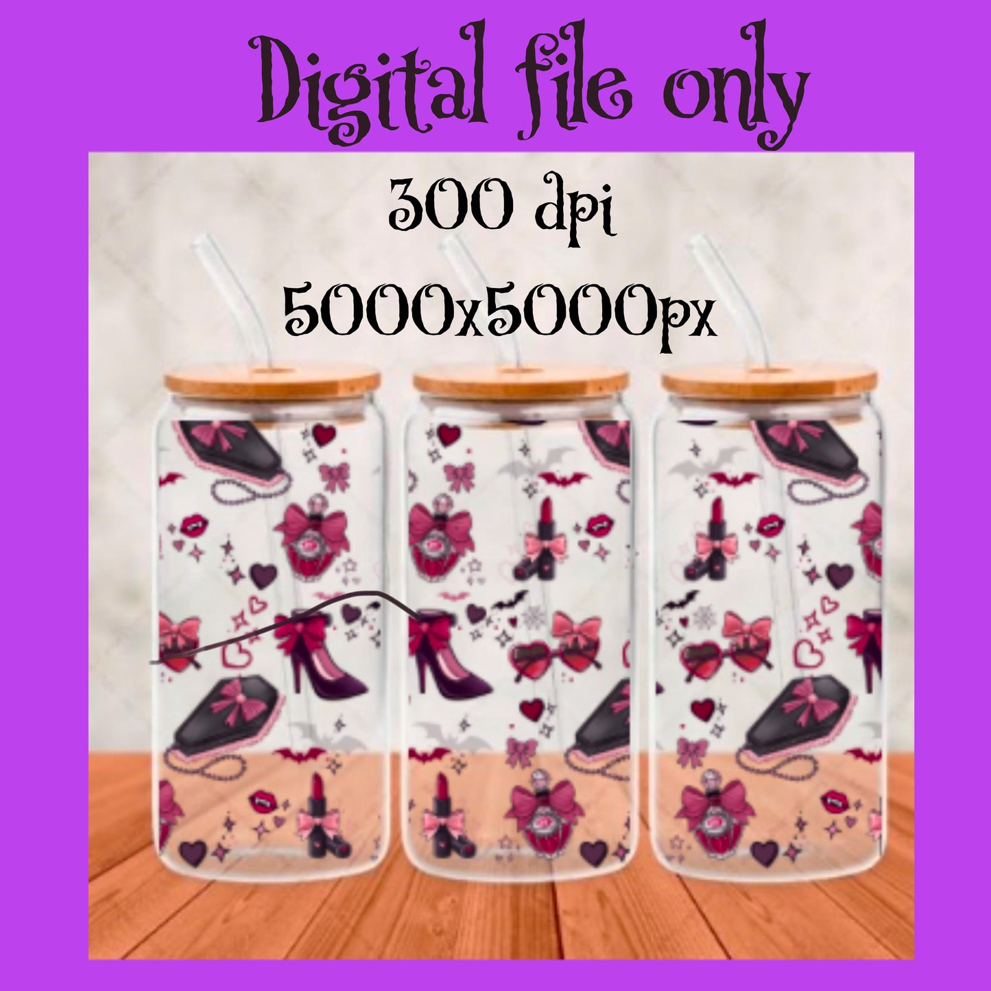 Vampy Coquette Seamless Pattern: Goth Halloween Digital Paper (PNG Download