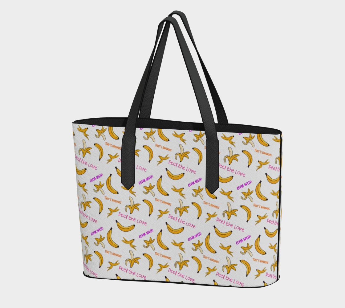 Banana Print Vegan Leather Tote Bag: Funny Pun Coquette Purse