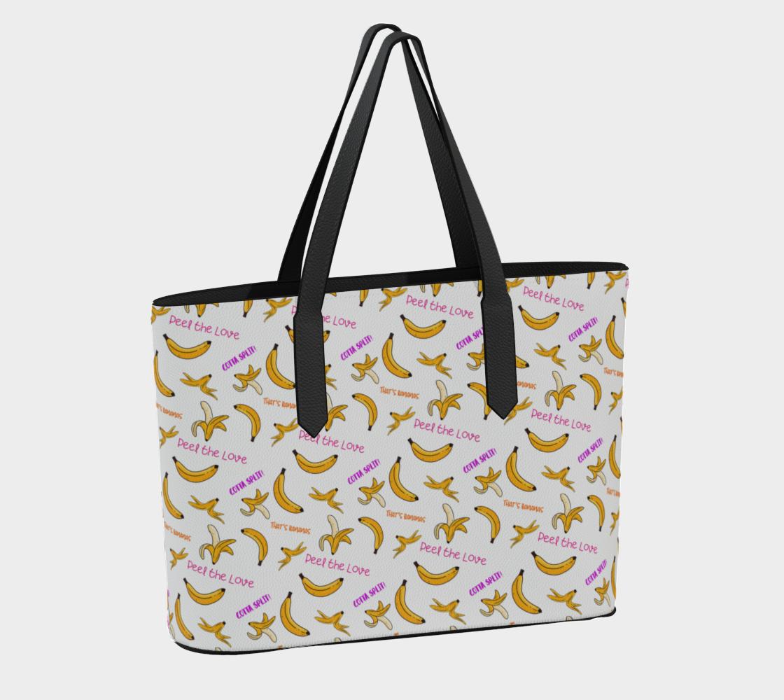 Banana Print Vegan Leather Tote Bag: Funny Pun Coquette Purse