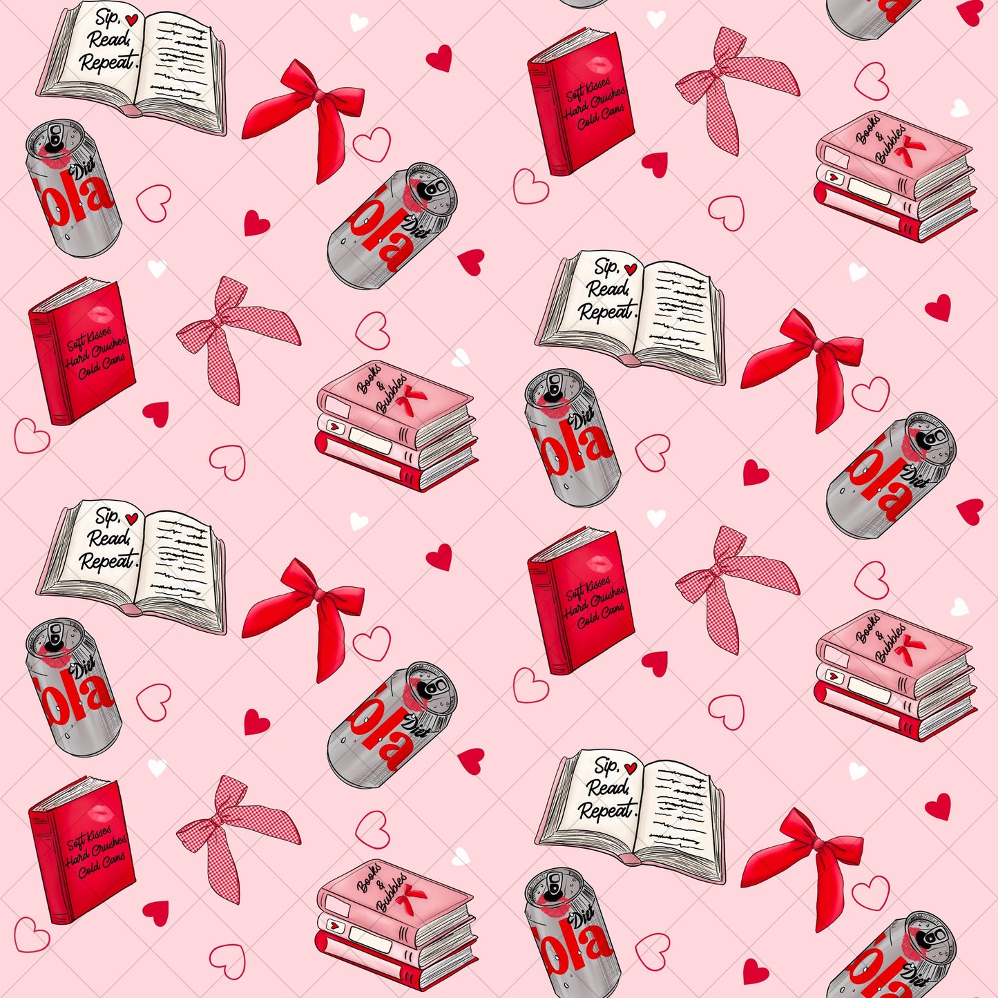 Diet Coke Seamless Pattern Set: Caffeinated Kisses PNG Designs (Digital Download