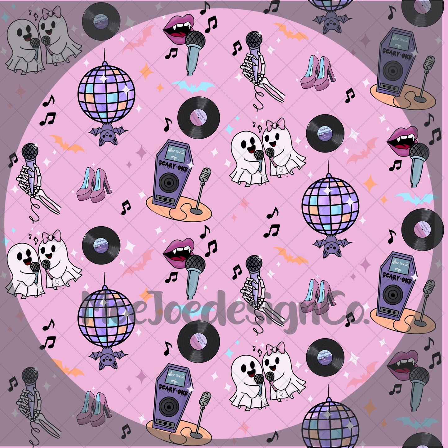 Halloween Seamless Pattern Bundle: Scary-oke Ghosts, Karaoke, Pastel Horror (Digital Download