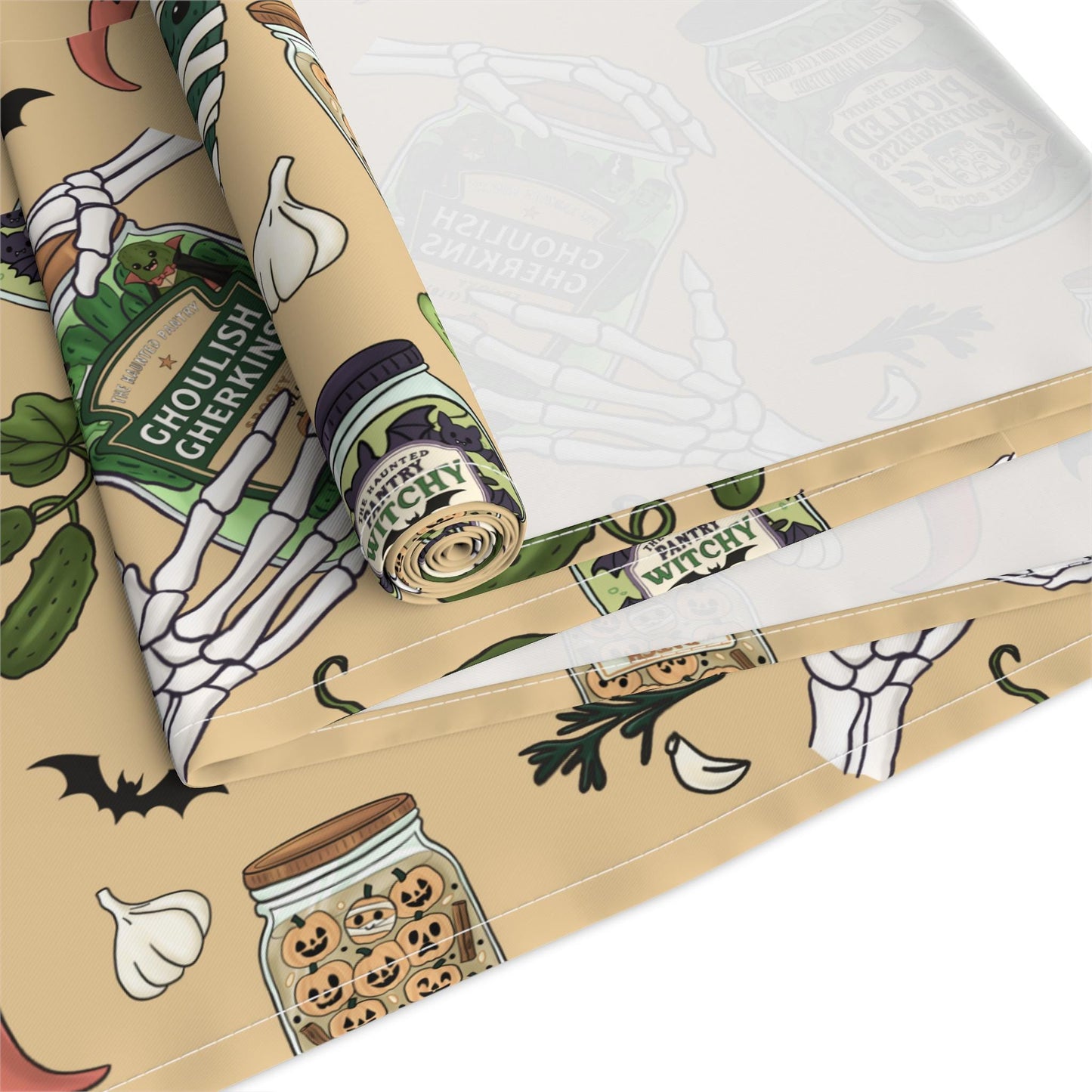 Haunted PantryTable Runner, Pickle Decor, Kitchen Table Decor, Halloween Style, Rustic Home Tableware